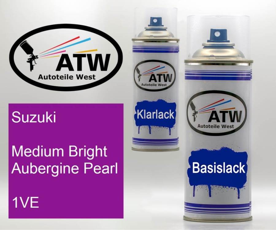 Suzuki, Medium Bright Aubergine Pearl, 1VE: 400ml Sprühdose + 400ml Klarlack - Set, von ATW Autoteile West.